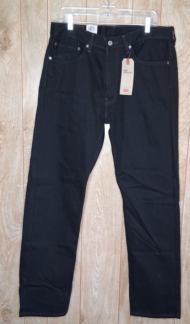 NWT Men's Levi's 505 Regular Straight Leg Jean Black Size 36 x 34